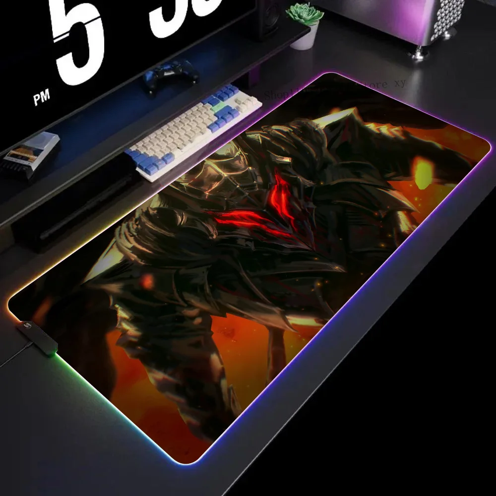 

Guts Berserker Armor Mousepad XXL RGB Gaming Mouse Pads HD Black Gamer Accessories Large LED