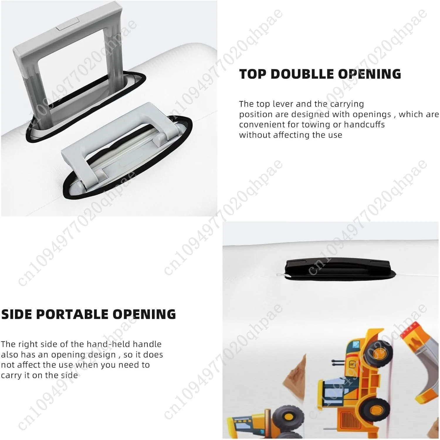 COPERTURA per valigia per bagagli Macchinari Escavatore Camion e caricatore, COPERTURA per valigie giocattolo per cartoni animati Elastico, M - Adatto per bagagli da 22-24 pollici (N