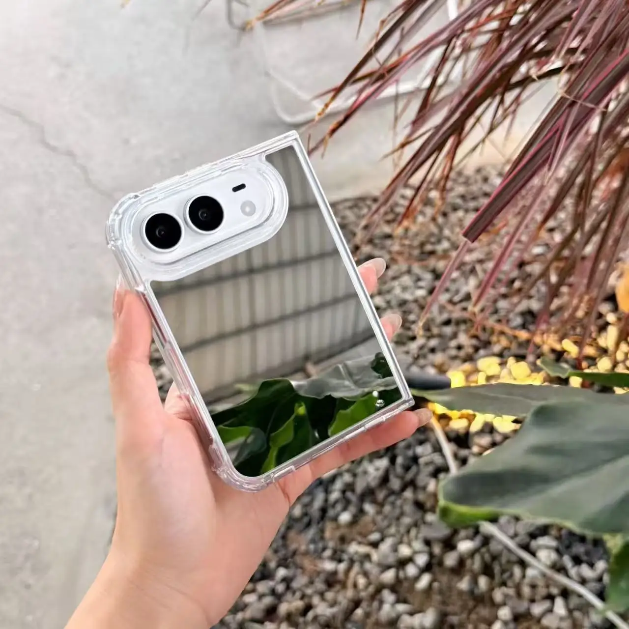 For iPhone Duo 18 Fold Luxury Acrylic Hard Mirror Phone Case for iPhone DUO 18fold Makeup Mirror Shockproof Airbag Edge Cover