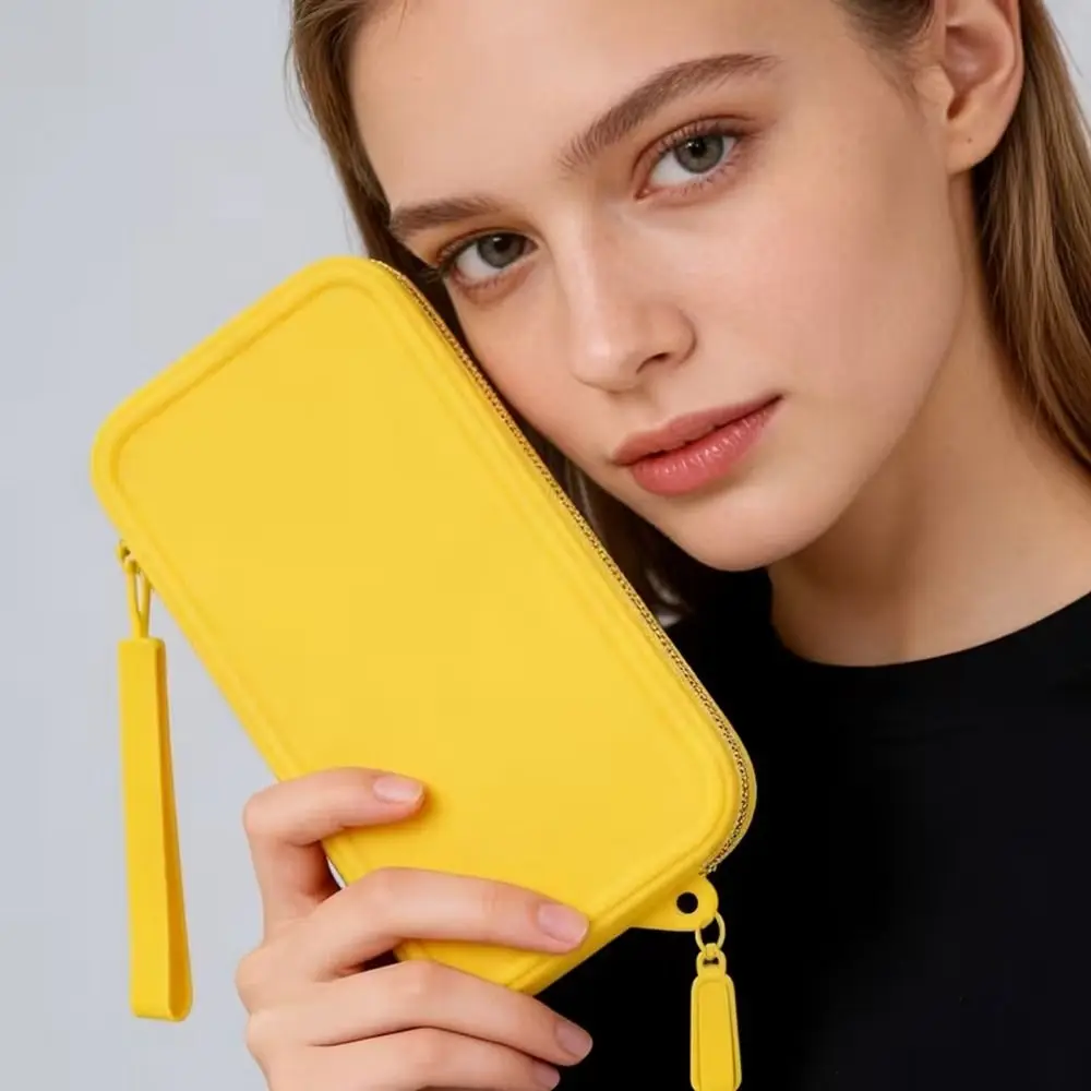 Silicone Multi-Use Makeup Bag Shockproof Solid Color Square Storage Organizer Waterproof Universal Portable Cosmetic Bag Travel