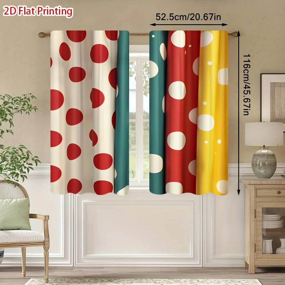 Abstract Polka Dot Curtains Set Multi Color Dot Pattern Drapes Modern Geometric Window Curtains for Living Room Home Decor
