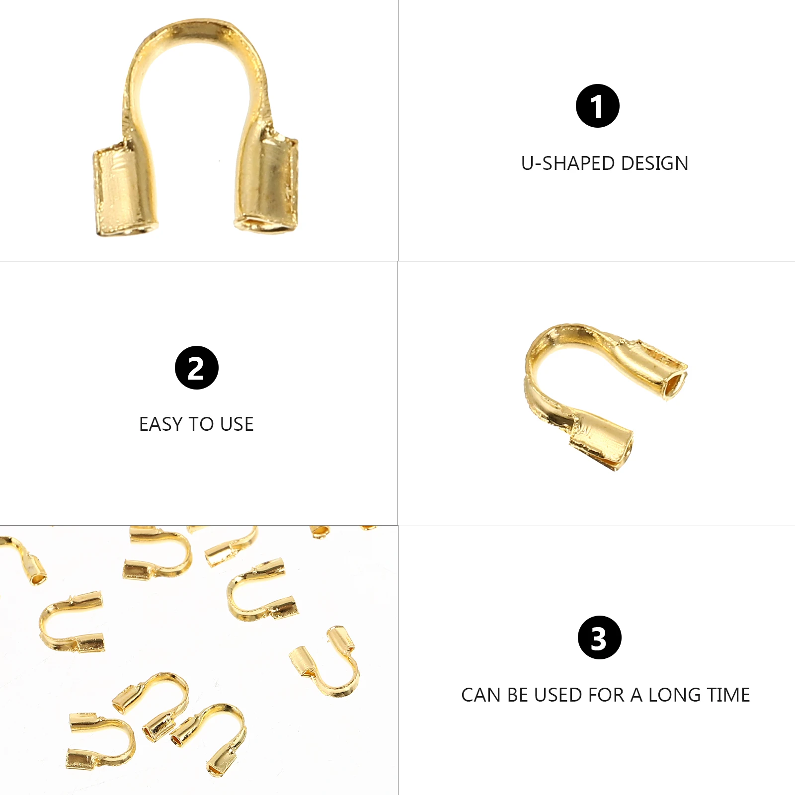 

200 Pcs The Wire Brass Protector Pendant Accessories U Shape Safety Mask Golden