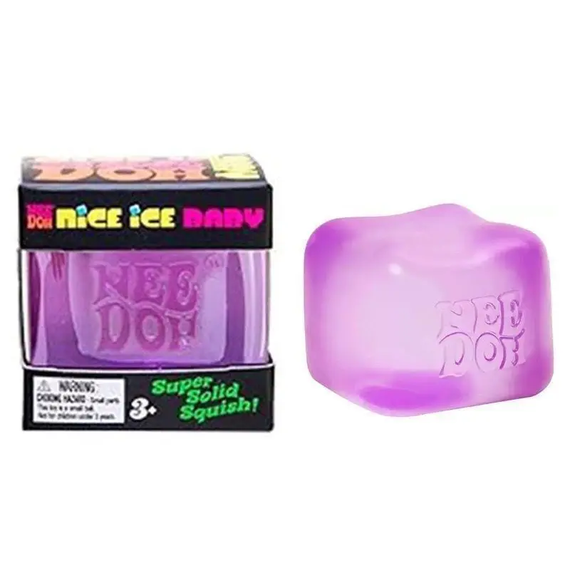 Needoh Style Fidget Stress Relief Ice Cube Blocks Squishy Toy Green Purple Pink Blue Bouncy Beautiful Sensory Anxiety Gift