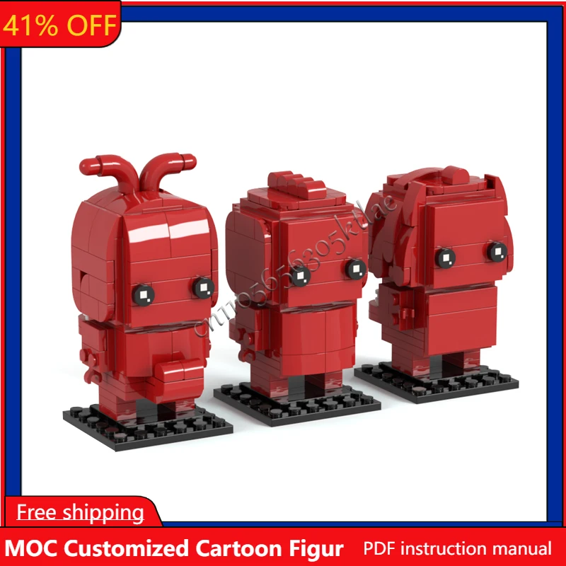 

392 детали MOC: Модель Brickhead «Красные кровяные клетки» по мотивам «Волшебной страны Оз», креативный конструктор-головоломка, подарок на день рождения, мультяшные игрушки