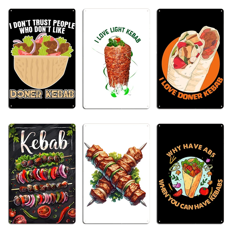 أنا أحب كباب خفيف دونر كباب Dönerspieß Dönerbag دونر كباب Extravaganza معدن كلاسيكي مطبوع جدار اللوحة تين تسجيل ملصق