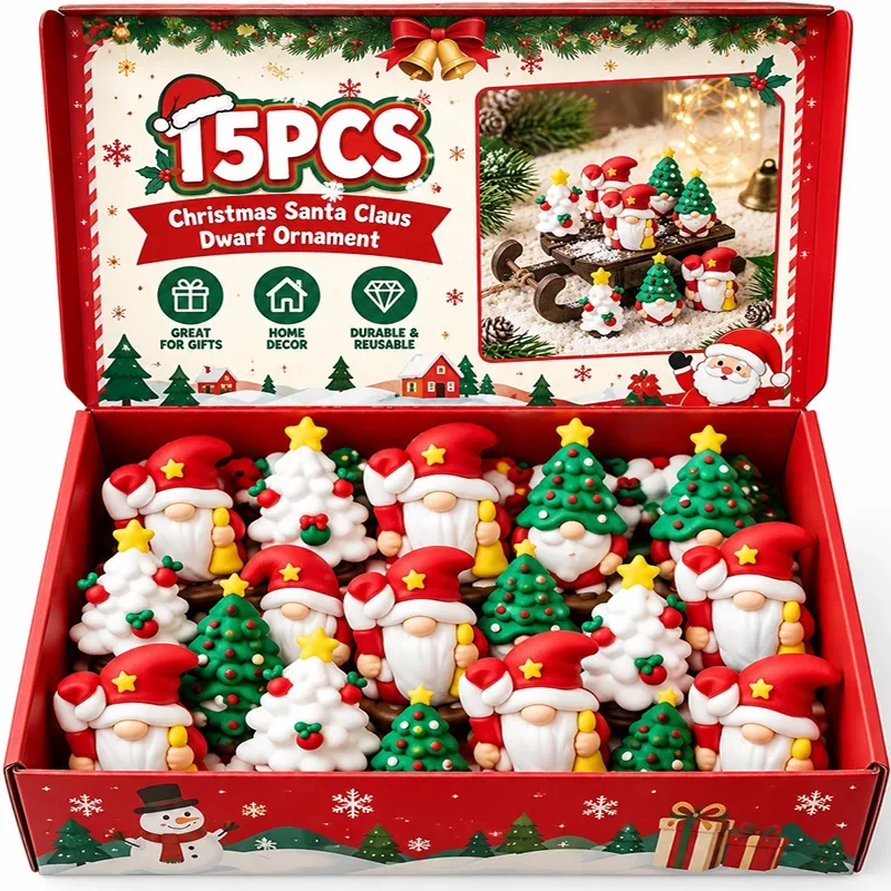 Christmas Small Dwarf Statue Mini Gnomes Figurines Santa Claus Holiday Lawn Fairy Garden Home Decoration Resin Yard Crafts