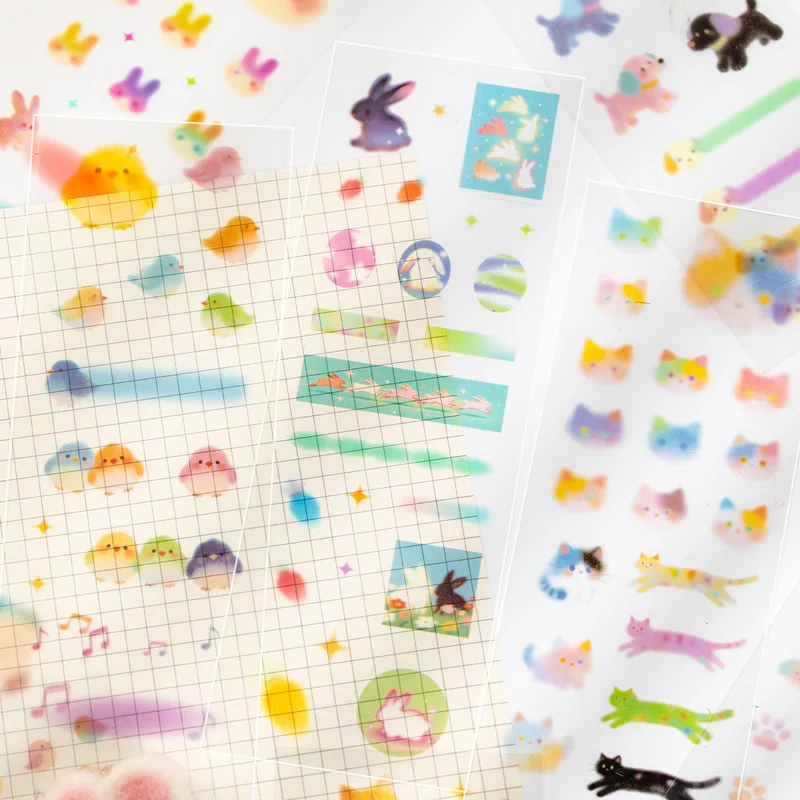 24 Sheets Kawaii Sweet PET Sticker Book, Colorful Snacks Pet Transparent Decals for Scrapbook Journal DIY Stationery Supplies