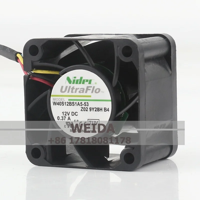 Ventilador de Refrigeración NIDEC de 4CM W40S12BS1A5-53 para Servidor, Ventilador de Refrigeración de Alimentación DC12V 0.37A 40*40*28mm para Hardware de Computadora