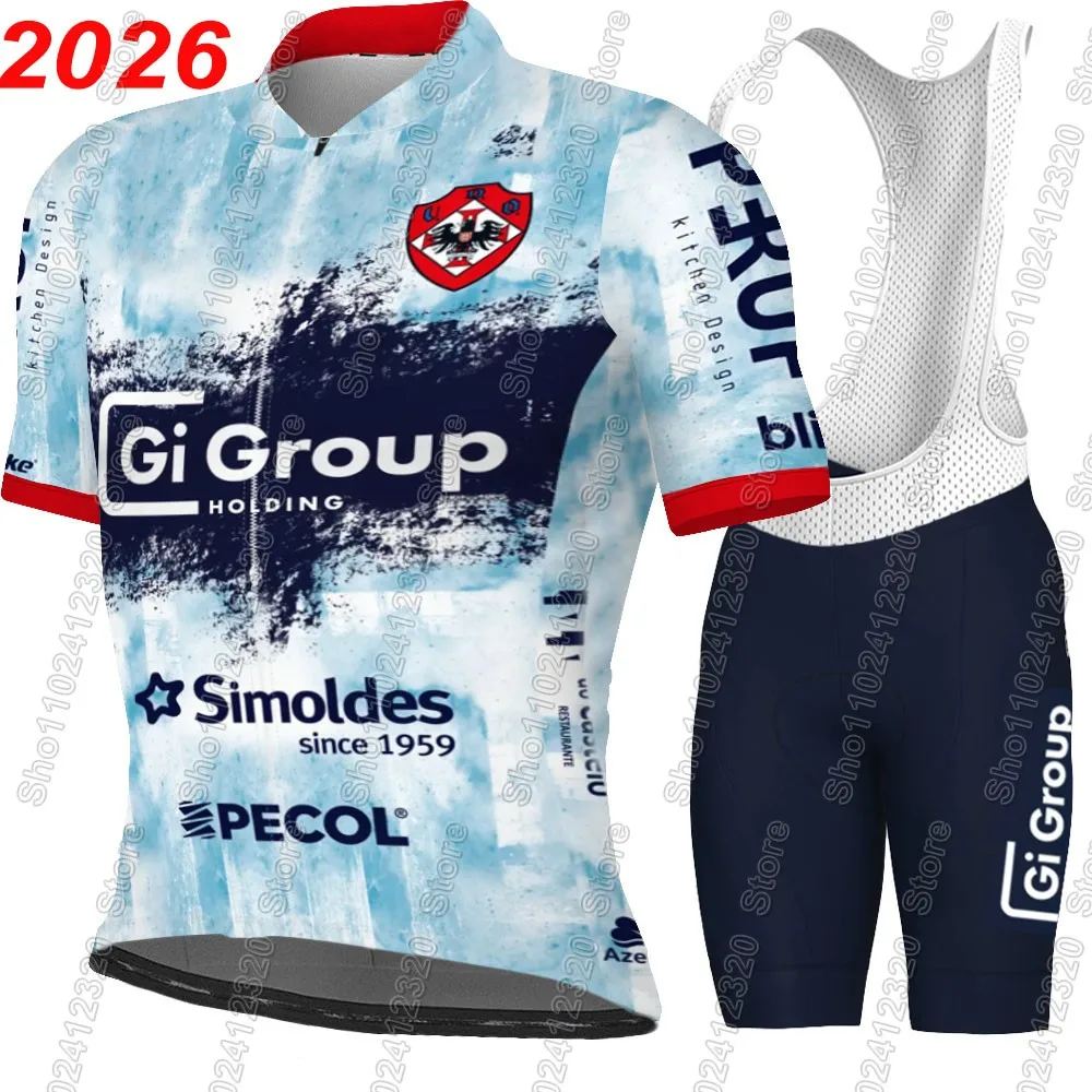 

Комплект велоформы Gi Group Simoldes 2026: Мужской велоджерси с коротким рукавом и шорты-комбинезоны для шоссейного велосипеда, Португалия