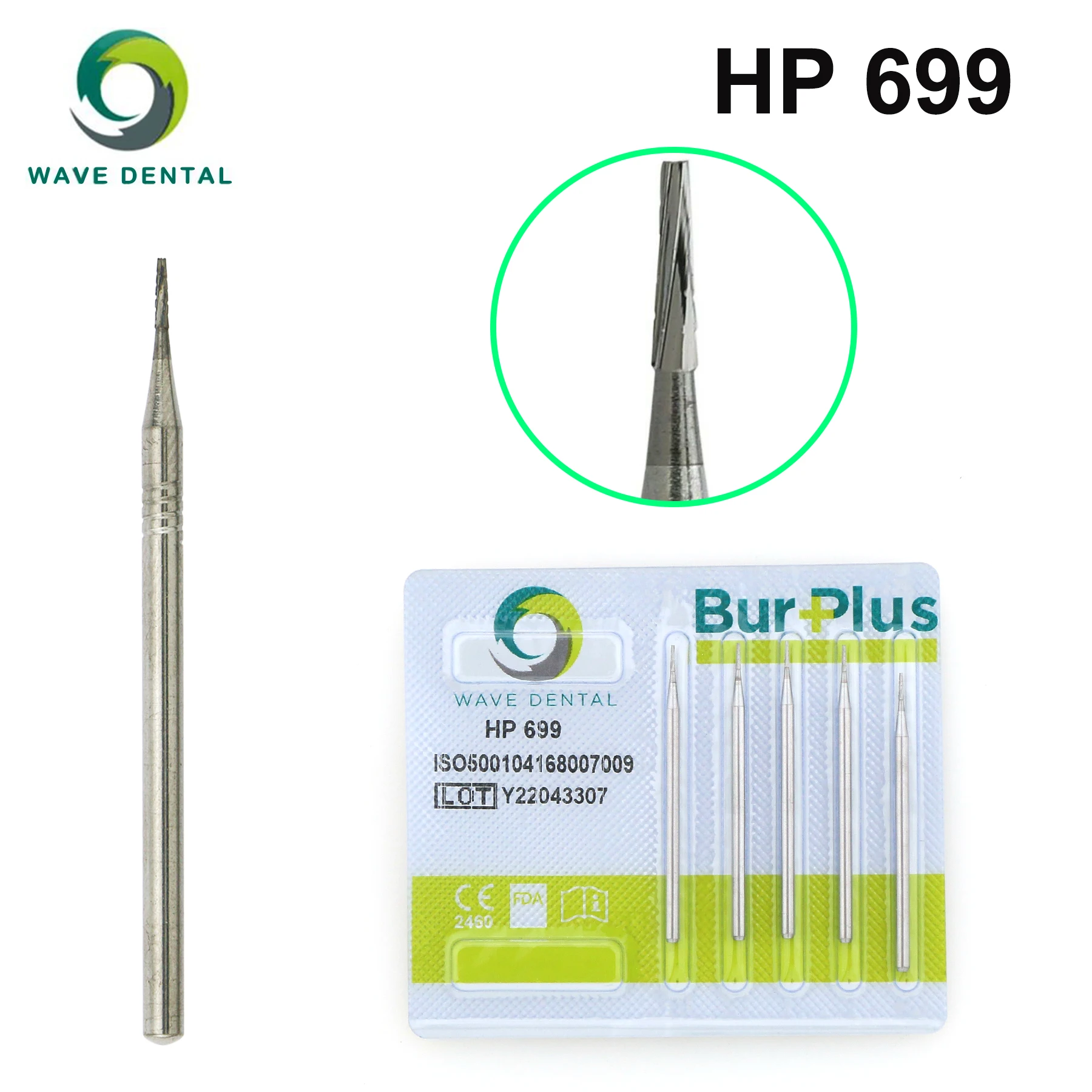 WAVE Dental Tungsten Carbide Burs HP699 5/10PCS Fit Straight Nose Cone Low Speed Handpiece