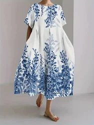 Outdoor Holiday Casual Women's Round Neck Dress Stylish Elegant Women's Loose Dress Evening Dress Casual Loose A-line Dress