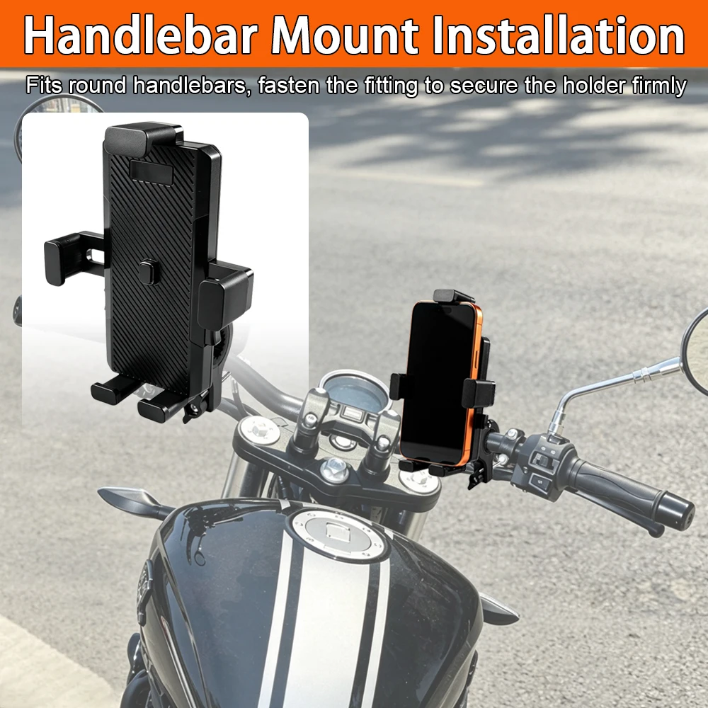 Universal Motorcycle Phone Holder Handlebar Mount Adjustable Anti Shake Bike Phone Bracket For iPhone Samsung GPS Navigation