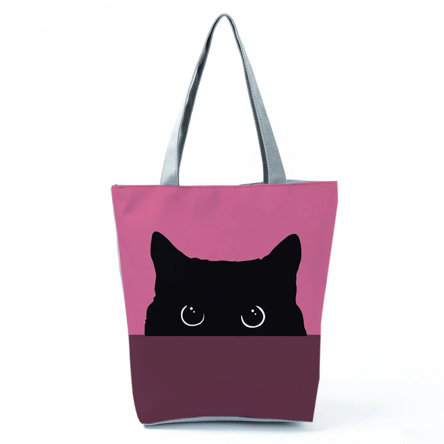 

Cartoon Cat Head Large capacity tote bag with color blocked cat print for women, single shoulder portable storage bag
