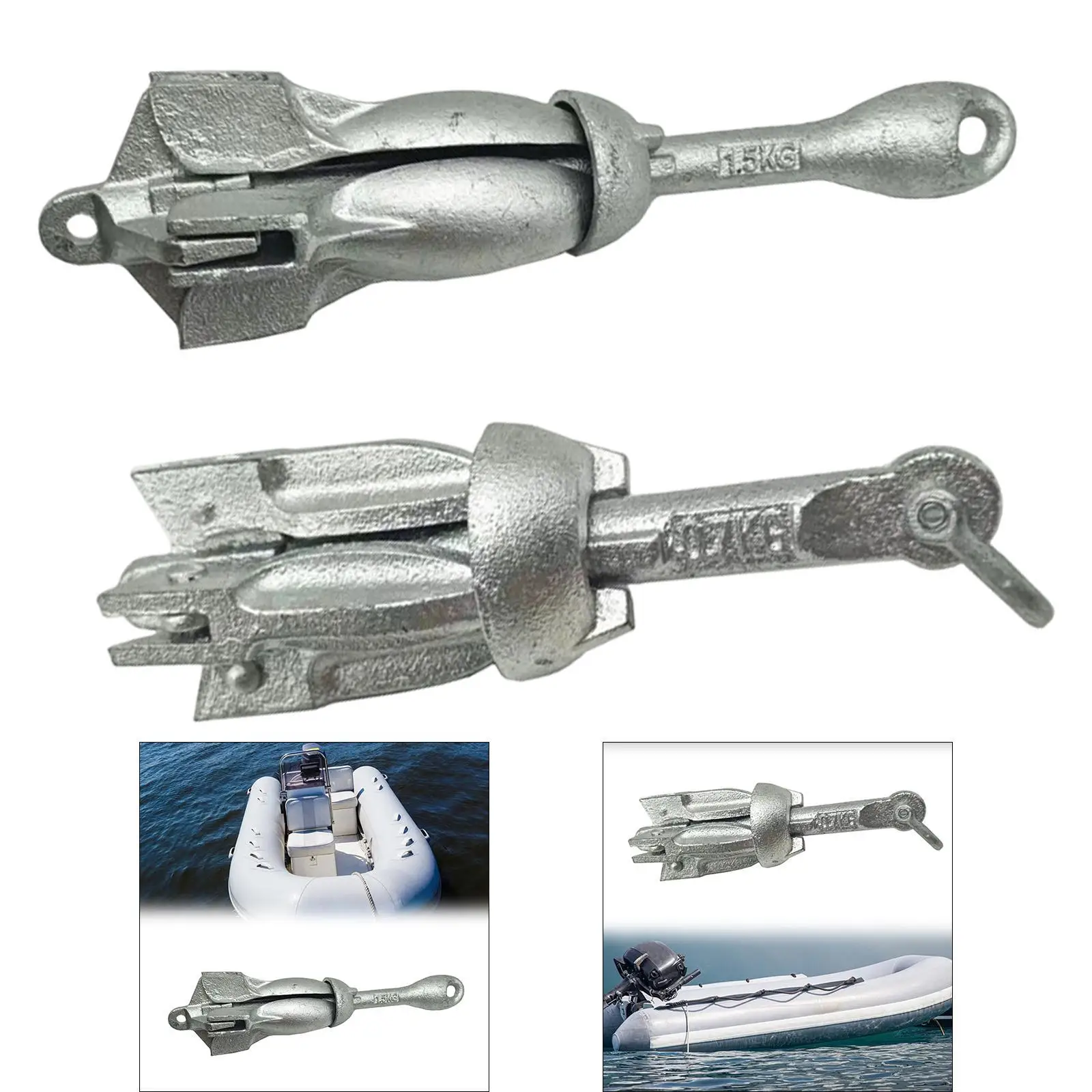 

Folding Grapnel Anchor Marine Anchor Foldable Galvanized Kayak Anchor for Sailboat Board Yacht Watercraft