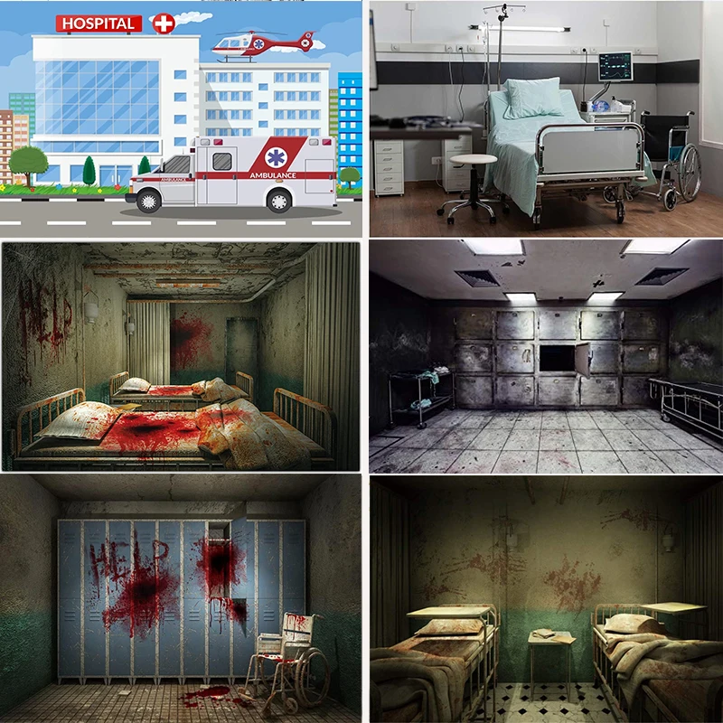 Hospital Backdrop Operating Room Backdrop Medical Equipment Photography Background Kids Adults Halloween banner Decor Wall