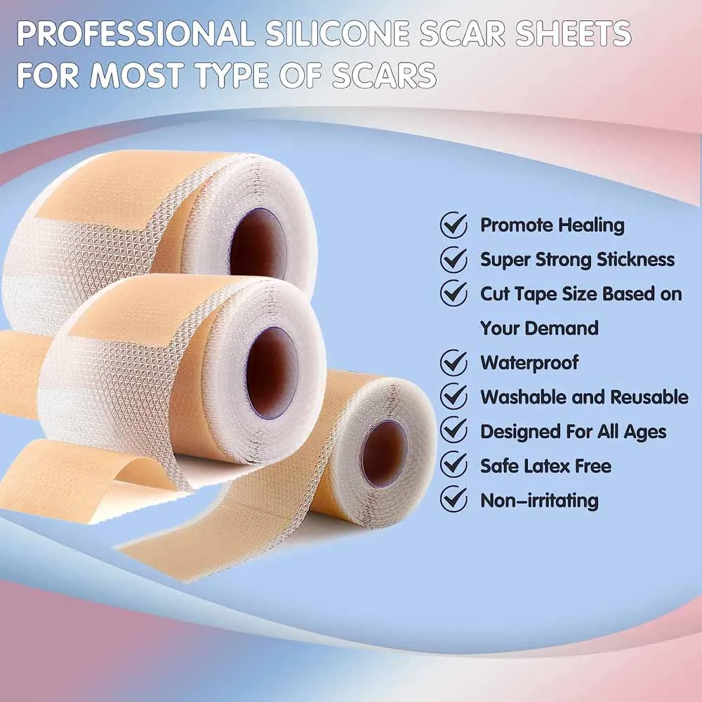 1 Roll Silicone Scars Sheets Keloid Bump Removal Strips,Scars Reducing Treatments Surgical Scars,Burn,Tummy Tucks,Acne,C-Section