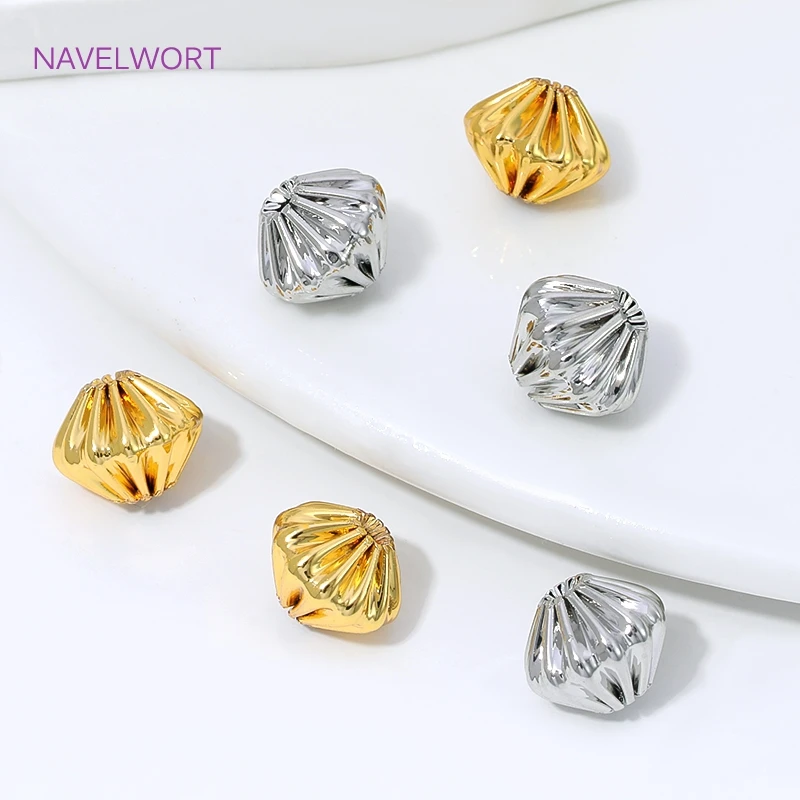 18K Gold Plated Brass Bicone Spacer Beads,Vintage Textured Beads Separators,DIY Handmade Pearl Bracelet Making Accessories image 4