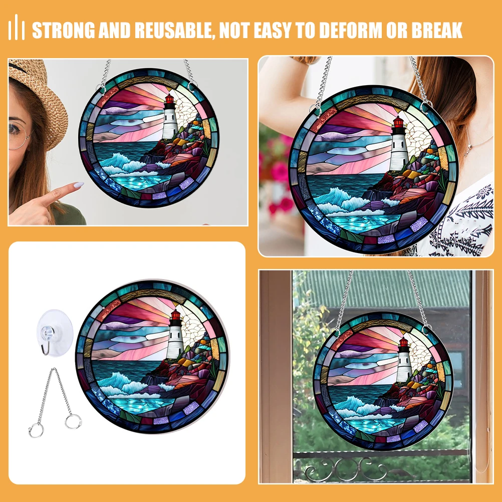 

Round Lighthouse Wall Decor Acrylic Smooth Strong Bedroom Living Room Party Xmas Hanging Sign Garden Small Size nament