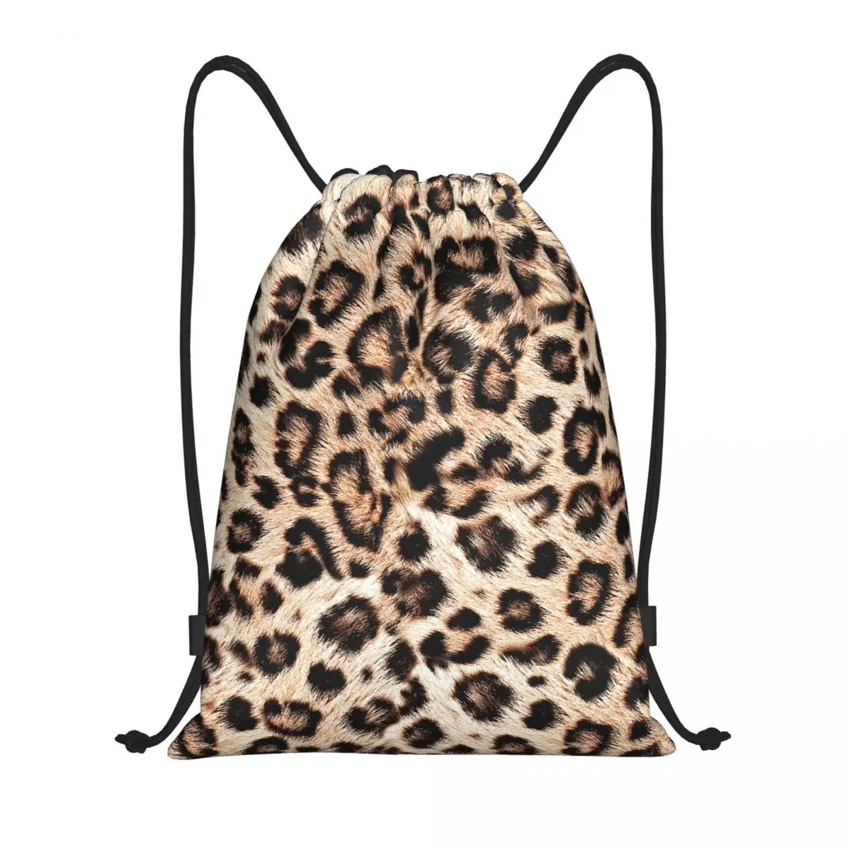 

Сумки на шнурке с леопардовым принтом на заказ, мужские и женские складные спортивные рюкзаки для спортзала, рюкзаки для покупок из кожи животных