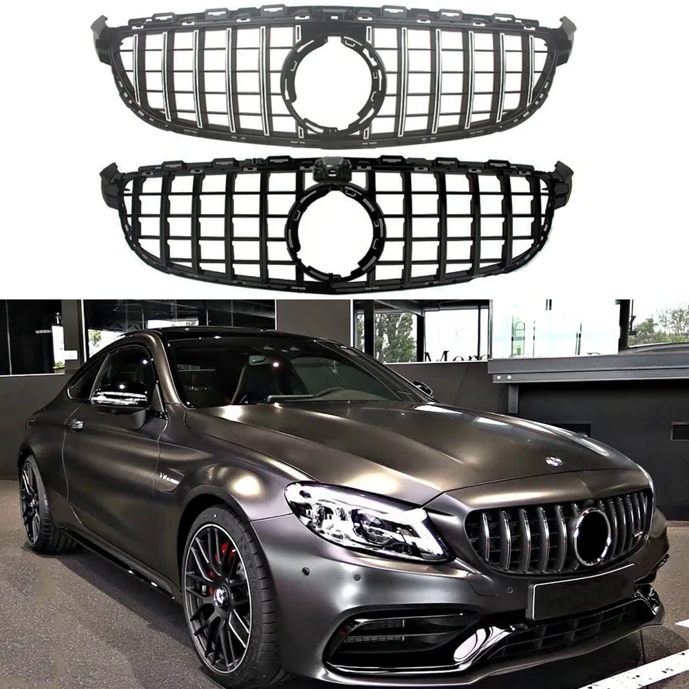 Front Racing Billet Bumper Grille Upper Facelift Grill For Mercedes-Benz W205 C63 AMG 2019 2020 2021 GTR