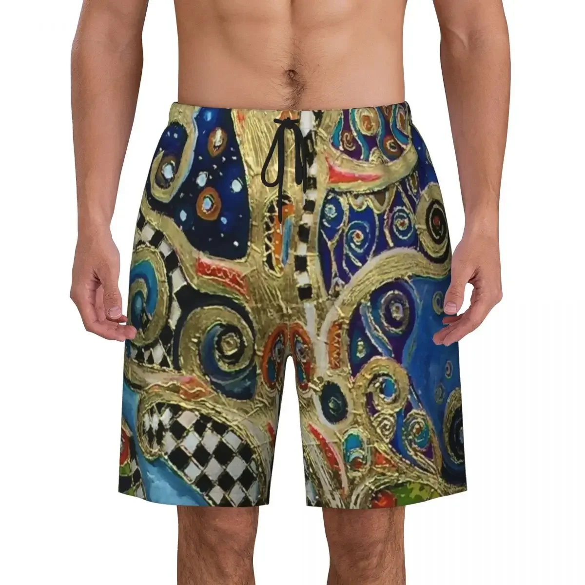 The Changing Seasons By Gustav Klimt Board Shorts Men's Casual Beach Shorts Briefs Painting Pop Art Quick Dry Swim Trunks