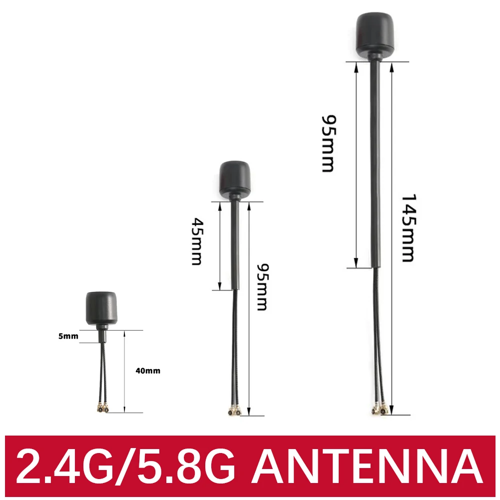 FlyFishRC Dual-Band Antenna 5.8Ghz/2.4Ghz ipex/UFL 40mm/95mm/145mm LHCP Long-distance Antenna Compatible DJI O3 for FPV RC Drone