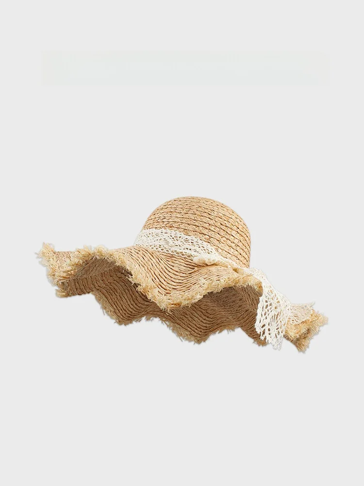 michael-keble-large-brim-raffia-straw-hat-women's-summer-round-top-beachside-beach-sun-protection-hat-natural-raffia-material