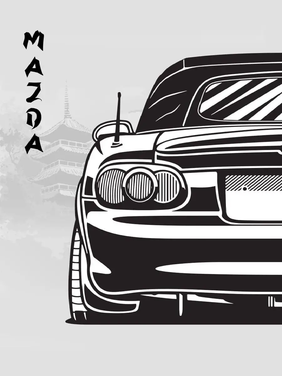 Mazda MX Miata Wall Art Poster  Japanese  Asian Passion Collection Decorative Print for Home Decor  Wall Embellishments