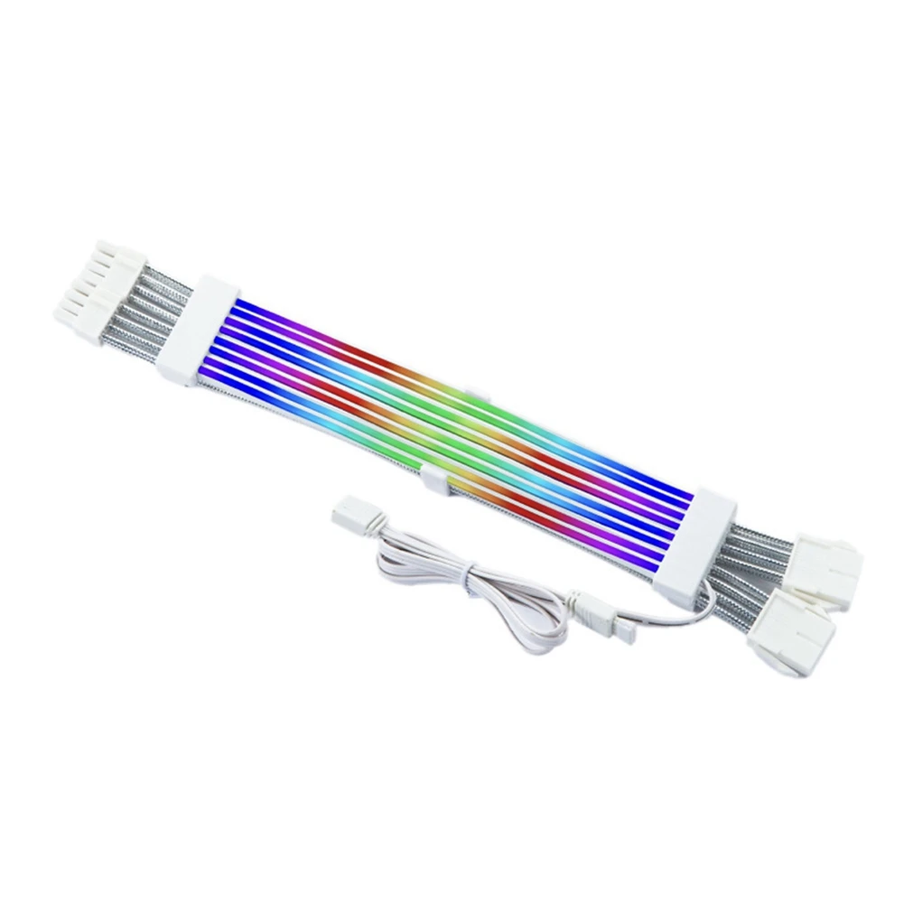

AB31 ARGB PSU Cables 2x8Pin PCIE ARGB PSU Cables Soft Silicone Bendable for Gaming PC Build