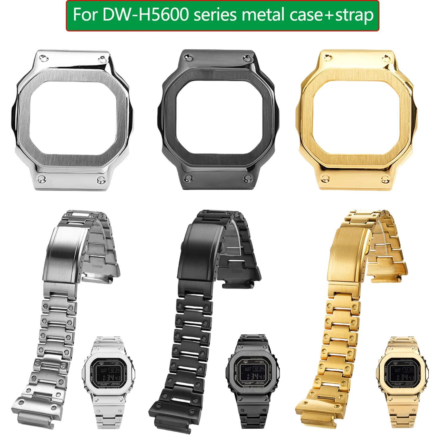 

Модифицированный корпус и ремешок из нержавеющей стали для Casio DW-5600 GW-M5610 GW-B5600, персонализированный набор для самостоятельной модификации, аксессуары для мужских часов