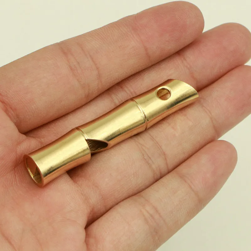 Copper Whistle, Bamboo Pure Copper Metal Whistle Outdoor Survival EDC Tools Survival Equipment Emergency Whistle