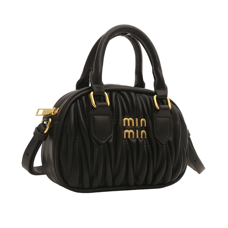 

Children's Pillow Bag Korean Style Small Chic Pleated Bowling Handbag for Girls, Single Shoulder Crossbody Bag for Girls