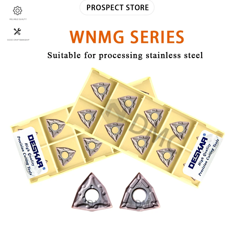 

CNC Lathe Outer Circular Lathe Blade WNMG080404/08-MA LF6018 Peach Shaped MS/JMS/MQ Groove Type 10PCS Processing Stainless Steel