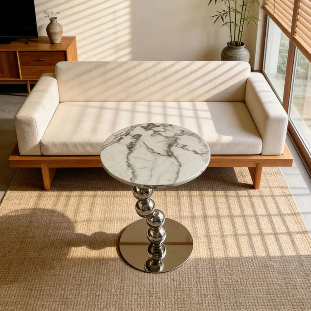 

mnModern Luxury Coffee Table Side Table Marble Top Stainless Steel Frame Designer Furniture for Living Room Home Interior*