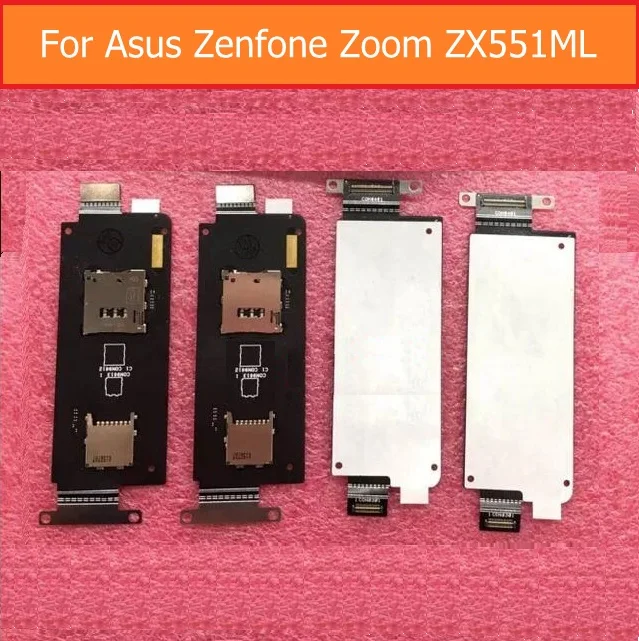 Suporte para slot de cartão sim, para asus zenfone zoom zx551ml zx550ml 5.5 ", peças de reposição de placa, cabo flexível