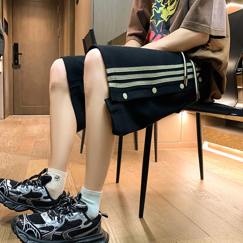 

Мужские летние свободные шорты в американском стиле с боковыми полосками, баскетбольные, модные, прямого кроя, удобные, дышащие