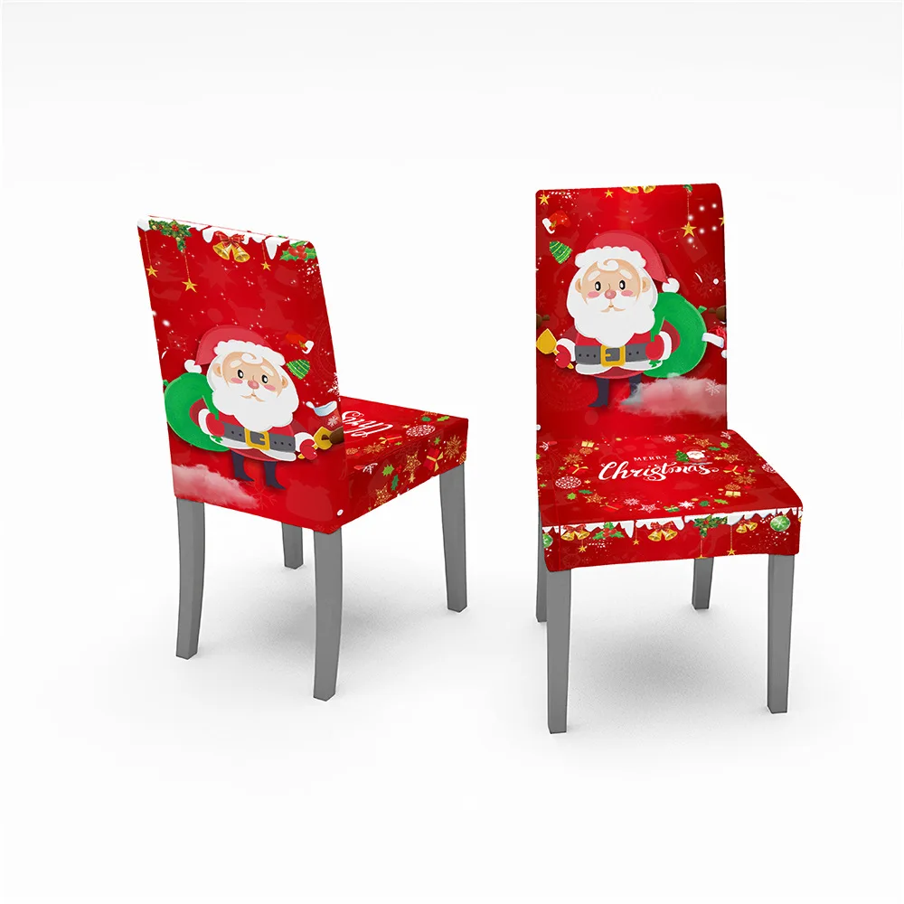 Elastic Christmas Chair Cover, Santa Claus, Dining Chair Covers, Slipcovers for Banquet, Party, New Year, Home Decor, 6Pcs