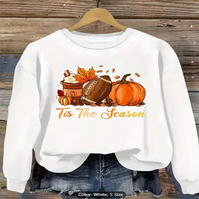 

Женская белая толстовка Tis The Season, осенний повседневный пуловер с графическим принтом большого размера, топ для любителей осеннего стиля, чистый хлопок