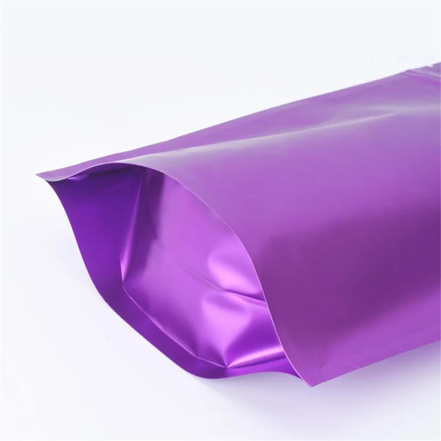 50/100PCS Matte Purple Stand Up Zipper Foil Bags Tear Notch Tea Coffee Nuts Cosmetic Dry Food Storage Pouches