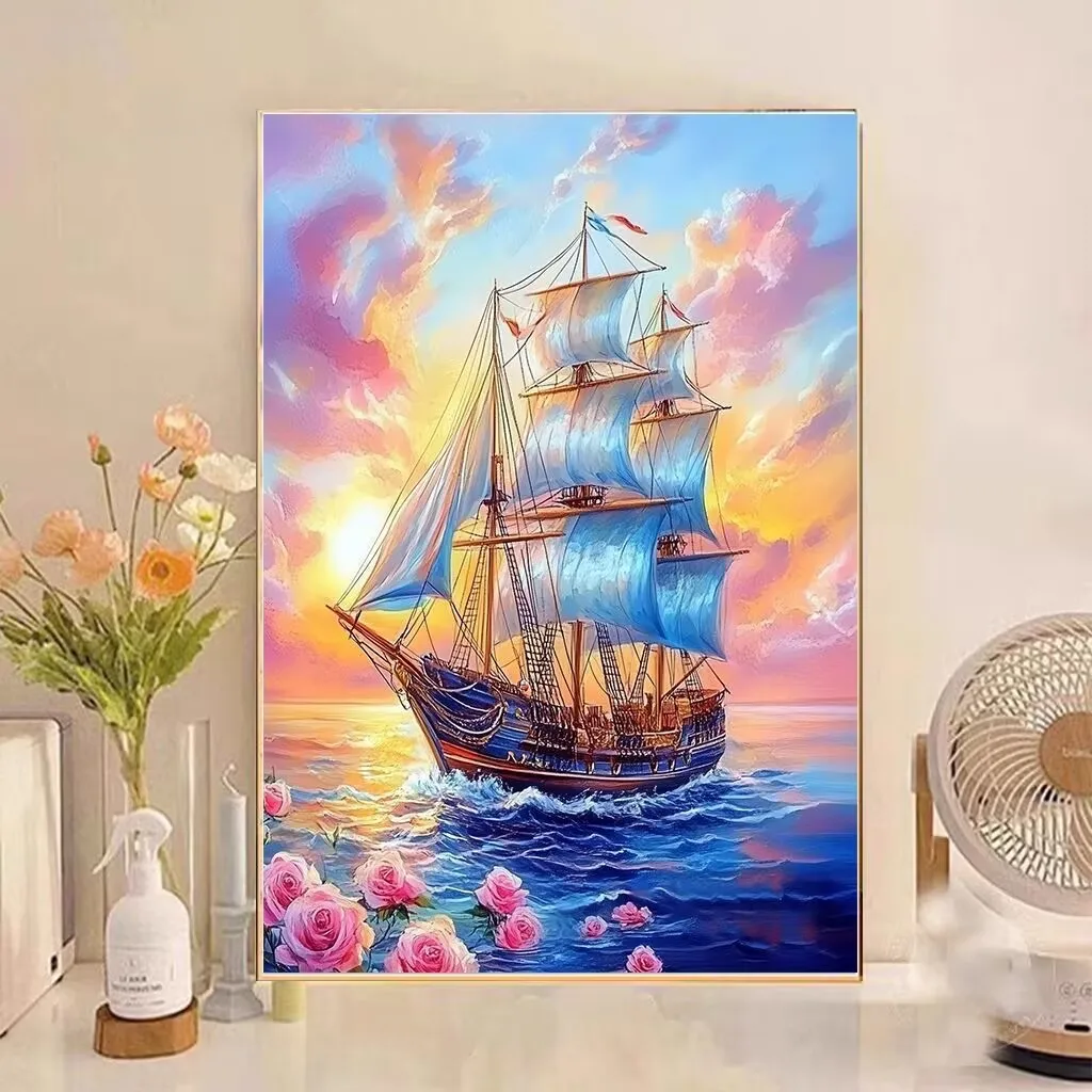 

9ct 60x80 см парусник вышивка DIY наборы с принтом в китайском стиле вышивка крестиком набор для рукоделия домашний декор ремесла