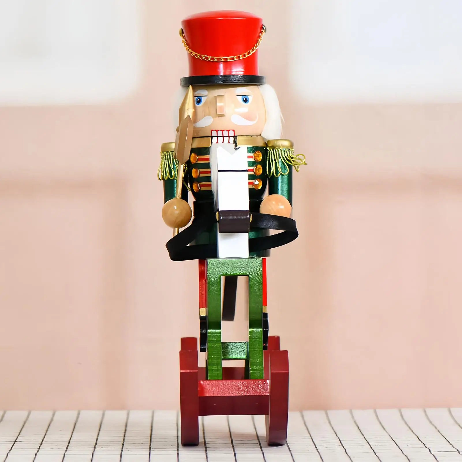 Christmas Nutcracker Ornaments Festival Holiday Decoration Statue Wooden Nutcracker On Rocking Horse Figurine For Living Room