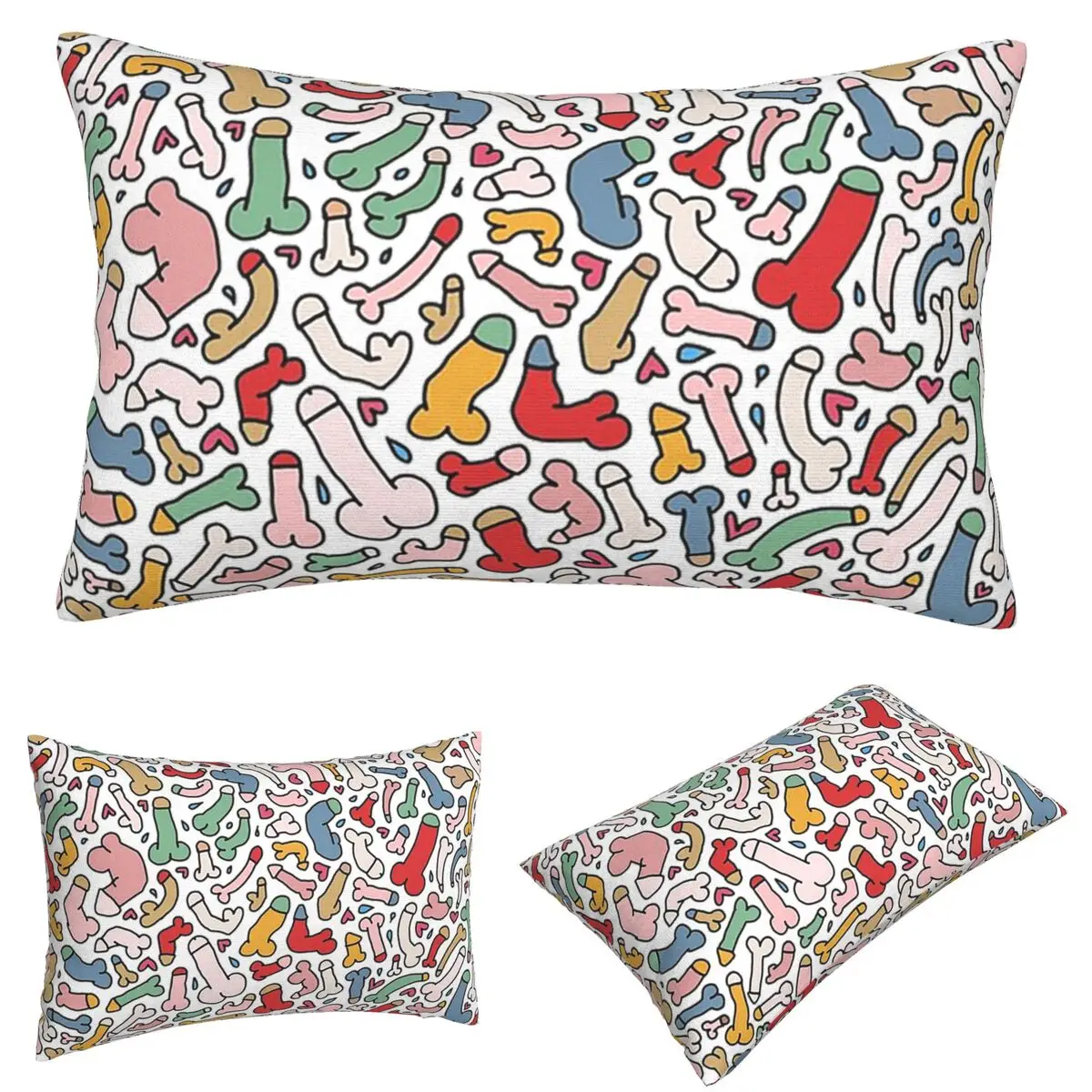 Dick Colorful Rectangle Pillowcase Cushion Cover Decorative Bedroom Bed Home Comfort Throw Pillow