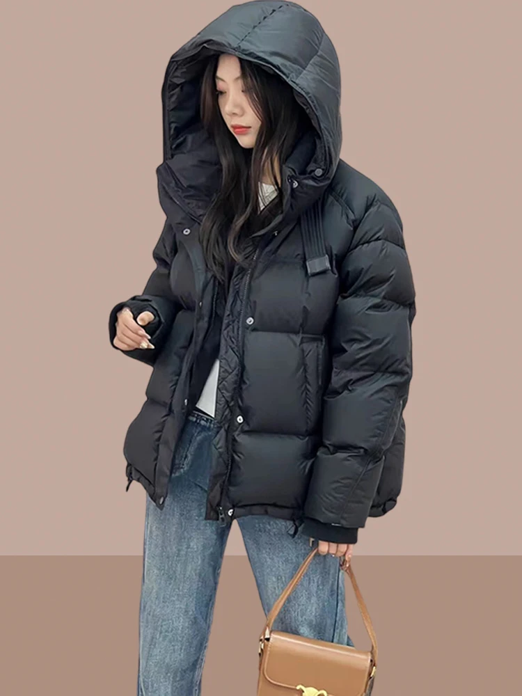 

Women's Cotton Jaet Coat Mid-Length down Cotton Thiened Autumn Winter New Sle Korean Version Loose Fit with ket