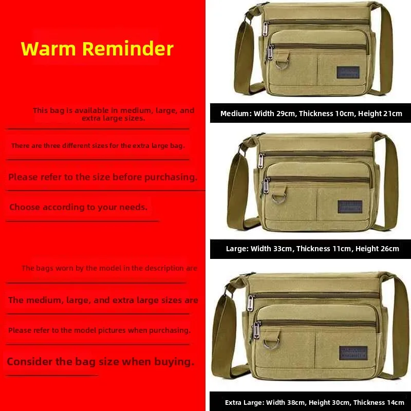 Large Canvas Shoulder Bag Men's Travel Worksite Tool Bag High Capacity Crossbody Bag Durable Soft Polyester Youth Leisure