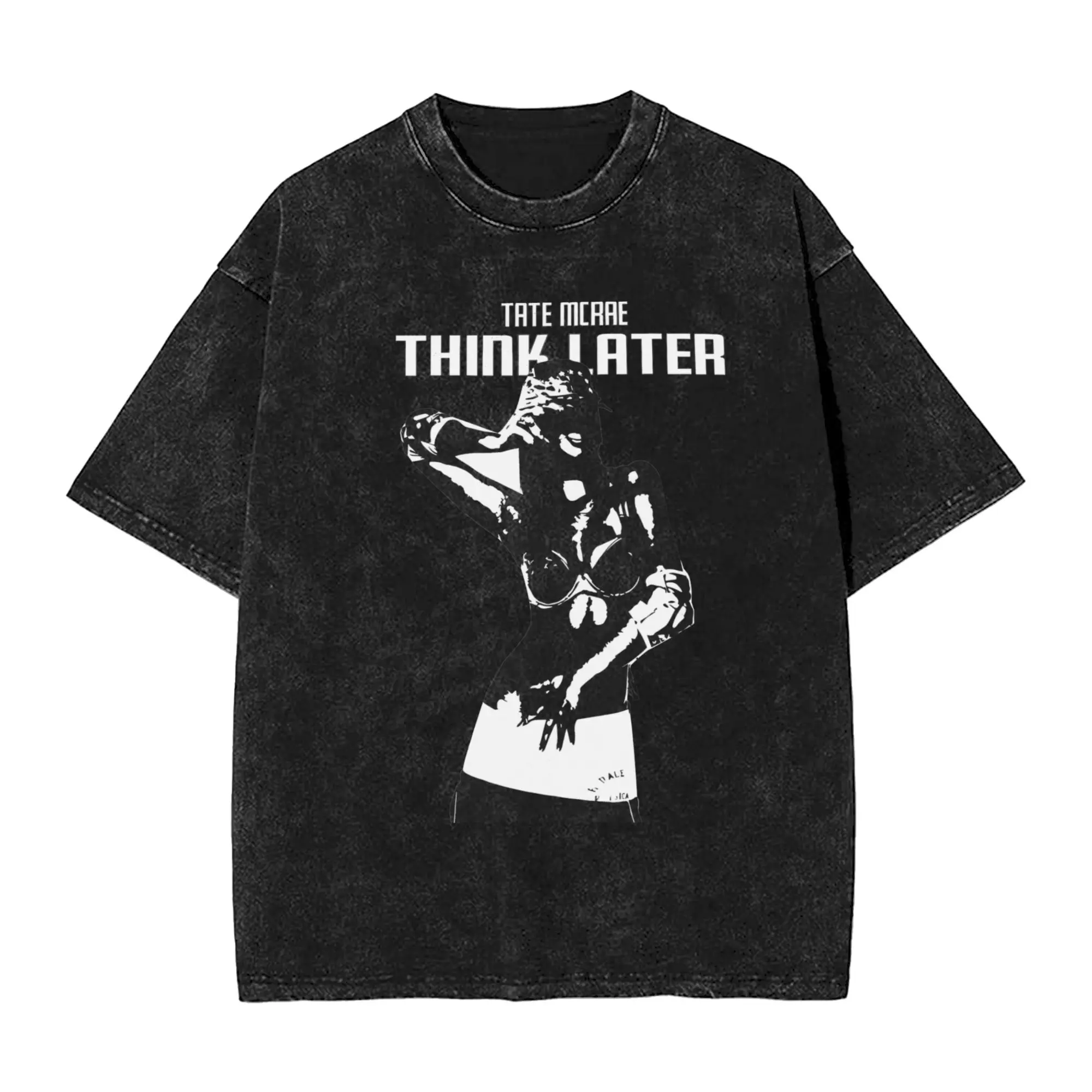 Tate McRae Think Later Poster Men T Shirt Washed  Vintage Tees Short Sleeve Crewneck T-Shirt Pure Cotton Big Size Clothes