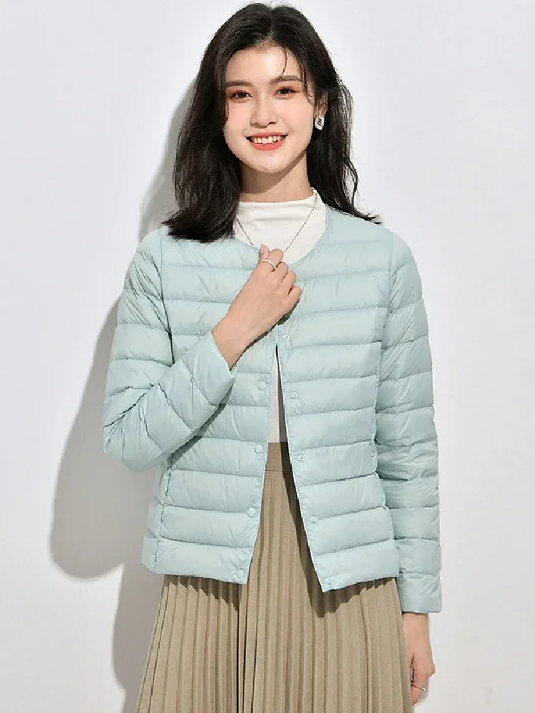 Chaquetas acolchadas de tela mate ultraligeras para mujer, Parkas cortavientos cálidas y sólidas para oficina, 15 colores, novedad de 2023