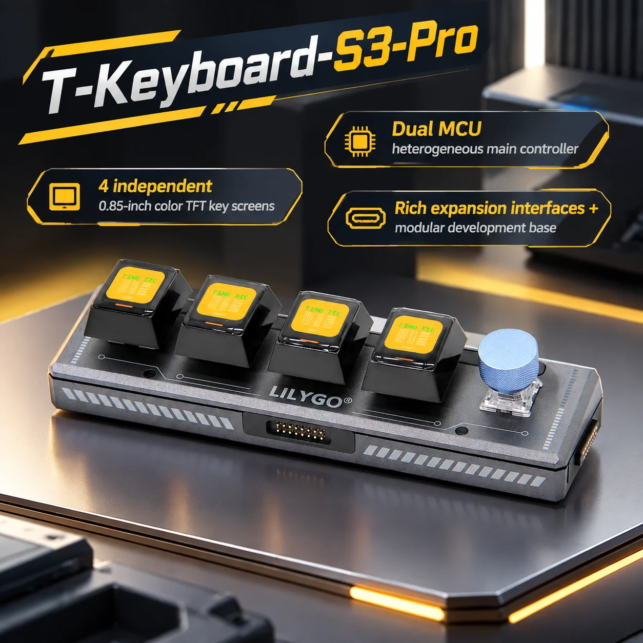 LILYGO® T-Keyboard-S3 Pro Dual-MCU ESP32-S3 + STM32 Development Board 4×0.85
