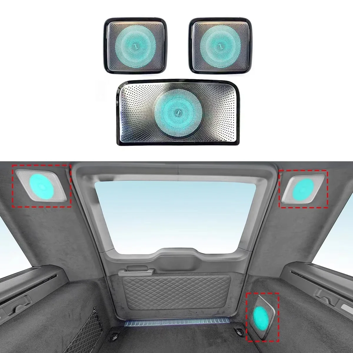 64 Colors Ambient Light W464 Car Trunk Speaker Luminous Cover for G-class 2019-2025 Car D-pillar Illuminated Horn Cover