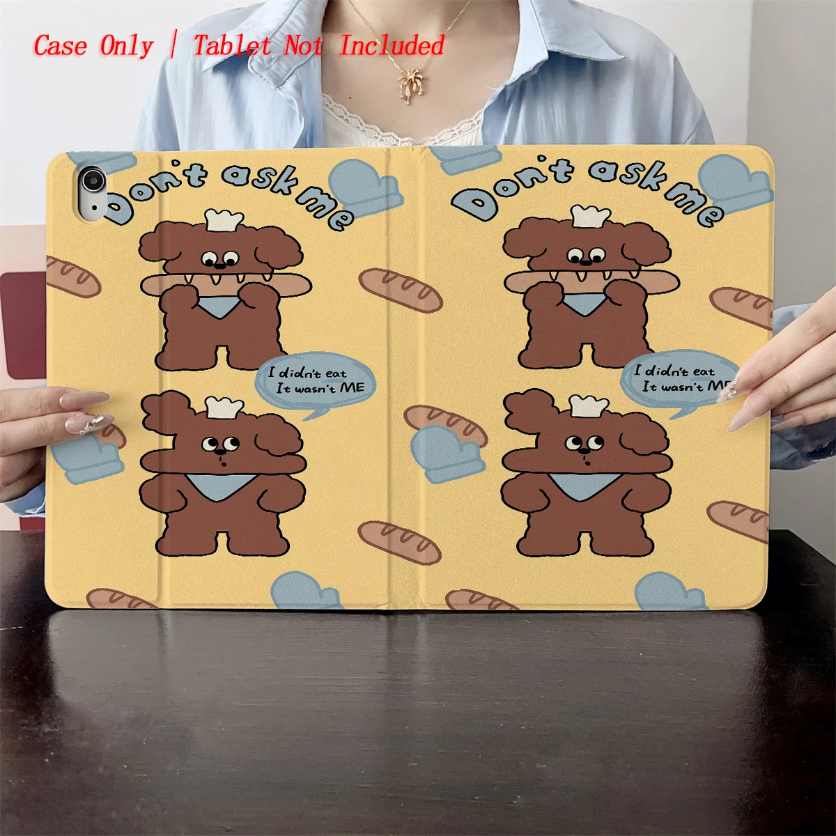 

2025 Bread and Brown Bear Pattern Print - A case suitable for multiple Apple tablets such as iPad/iPad pro/iPad air