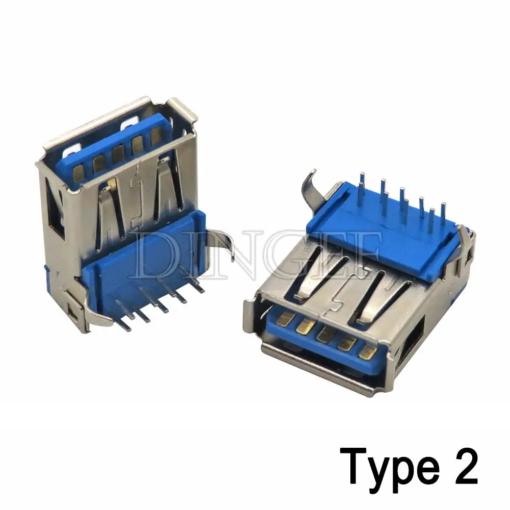 5PCS USB 3.0 USB-3.0-AF AM Type Port Male Female Solder Jacks Connector PCB Socket For USB Interface Port 90/180 degrees